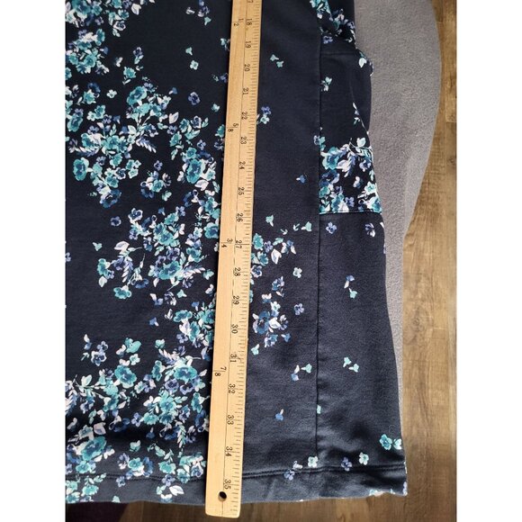 J. Jill Fit Women's LG V Neck Short Sleeve Dress Pockets Floral Blue - Picture 5 of 8